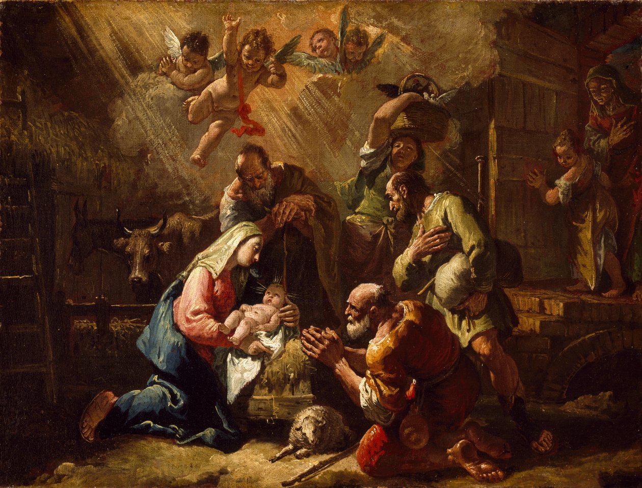 Herdarnas tillbedjan, mitten av 1700-talet av Francesco Fontebasso