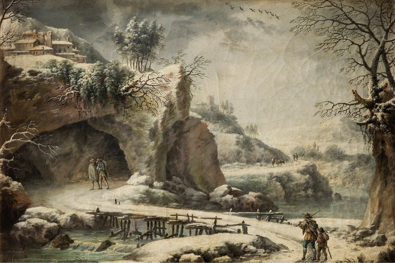 Ett fruset flodlandskap med figurer av Francesco Foschi