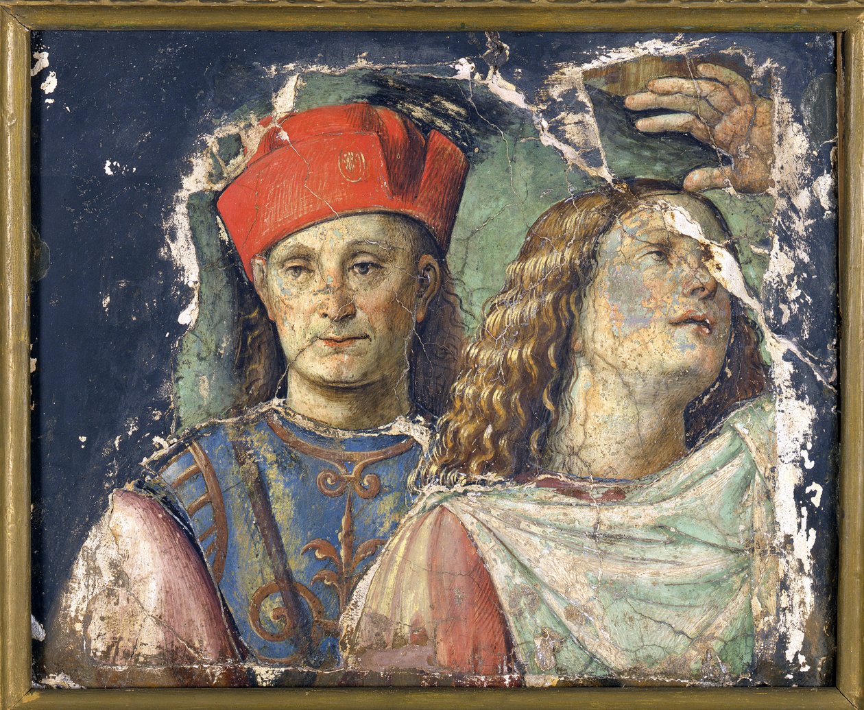 Två manliga huvuden par Frankrike, Francesco (1450-1517). Färsk, c. 1500, National Picture Gallery of Bologna av Francesco Francia