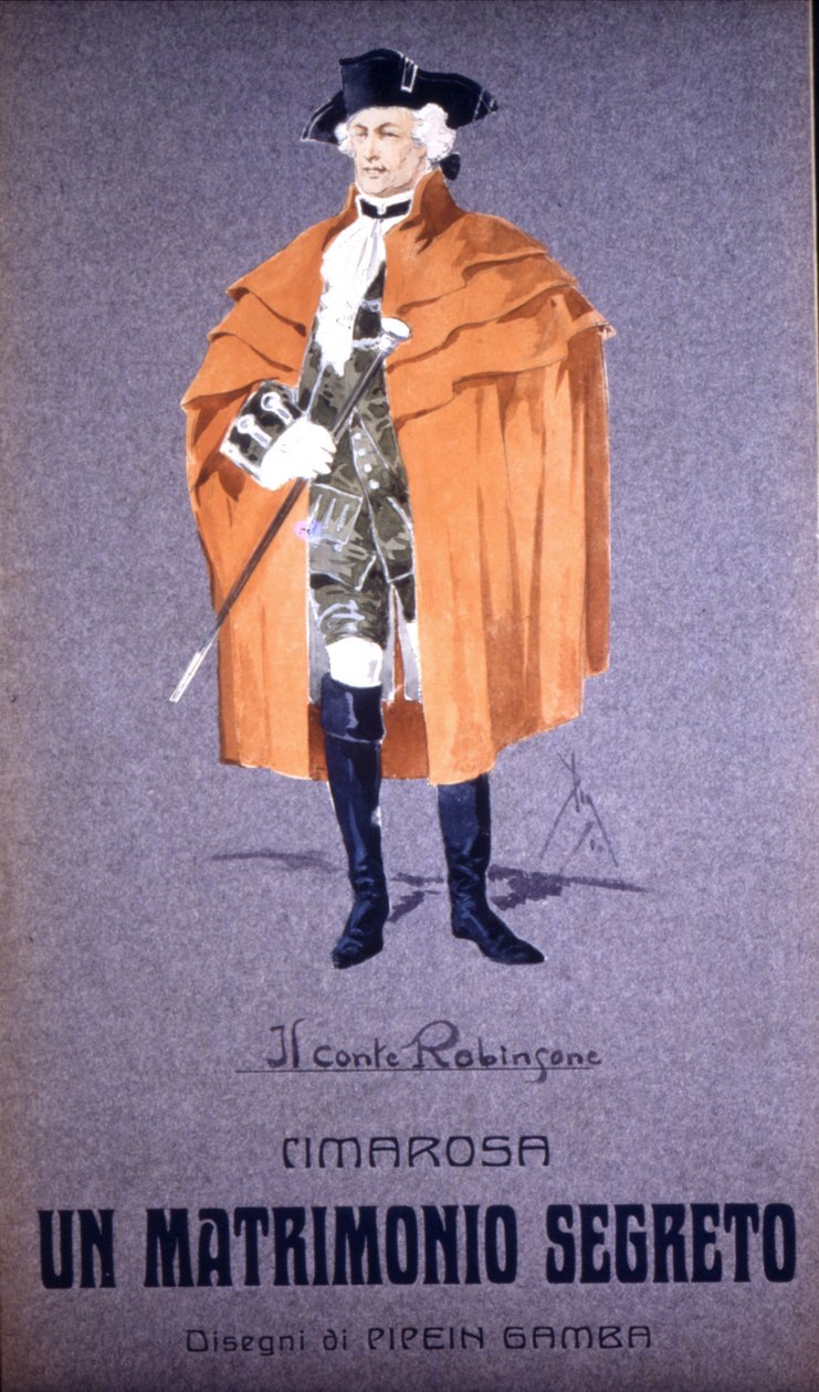 Karaktären "" greve Robinson "" i "" Hemligt äktenskap "" av Domenico Cimarosa (1749 - 1801). Kostym av F. Gamba - Scala i Milano av Francesco Gamba