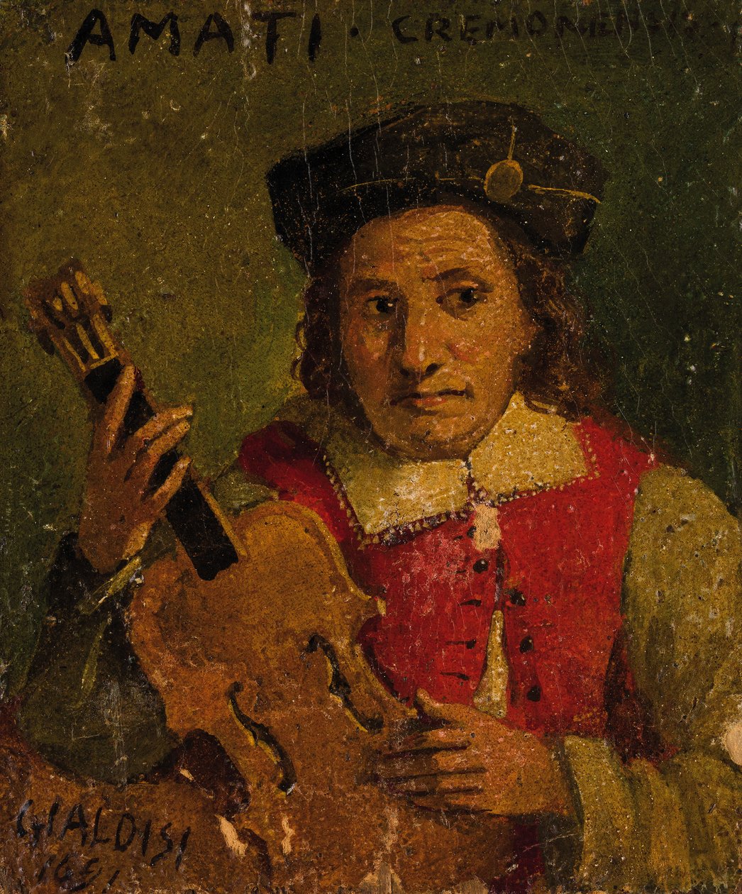 Porträtt av Nicola Amati 1596-1684, slutet av 1600-talet.. av Francesco Gialdisi