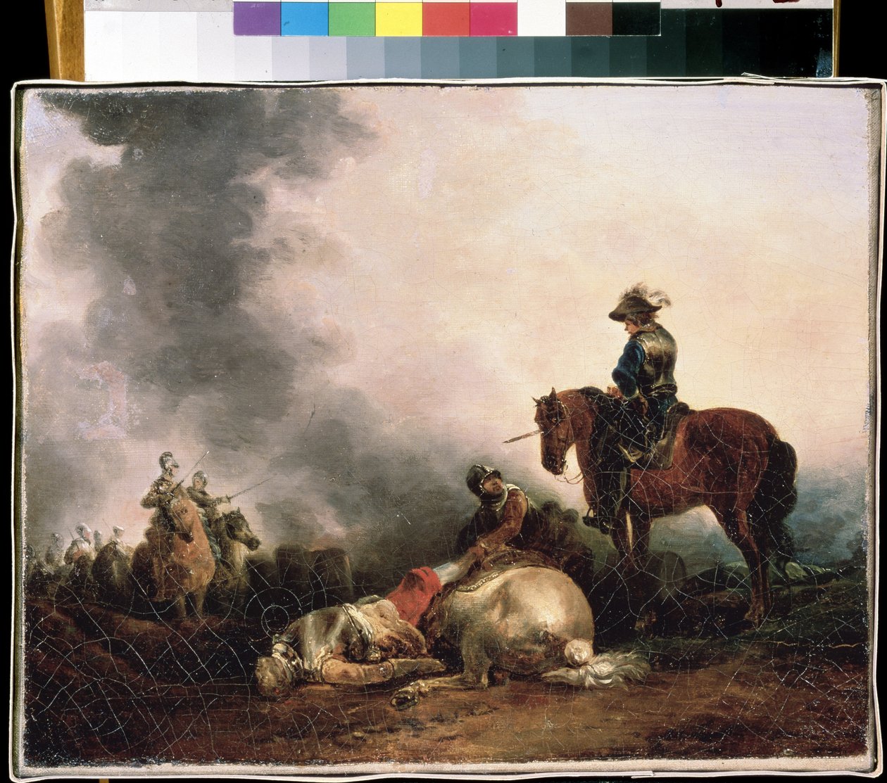 ""Efter slaget"" (Efter slaget) Allegori om krig, en krigare dödar. Målning av Francesco Giuseppe Casanova (1727-1802) Mikhail Kroshitsky Art Museum, Sevastopol (Sevastopol) Ukraina av Francesco Giuseppe Casanova