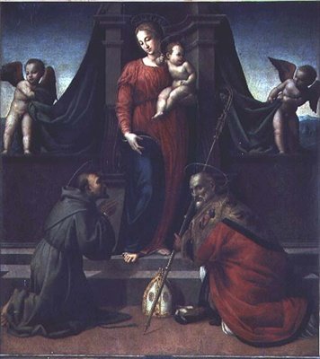 Madonna och barn med den helige Franciskus och den helige Zenobius av Francesco Granacci