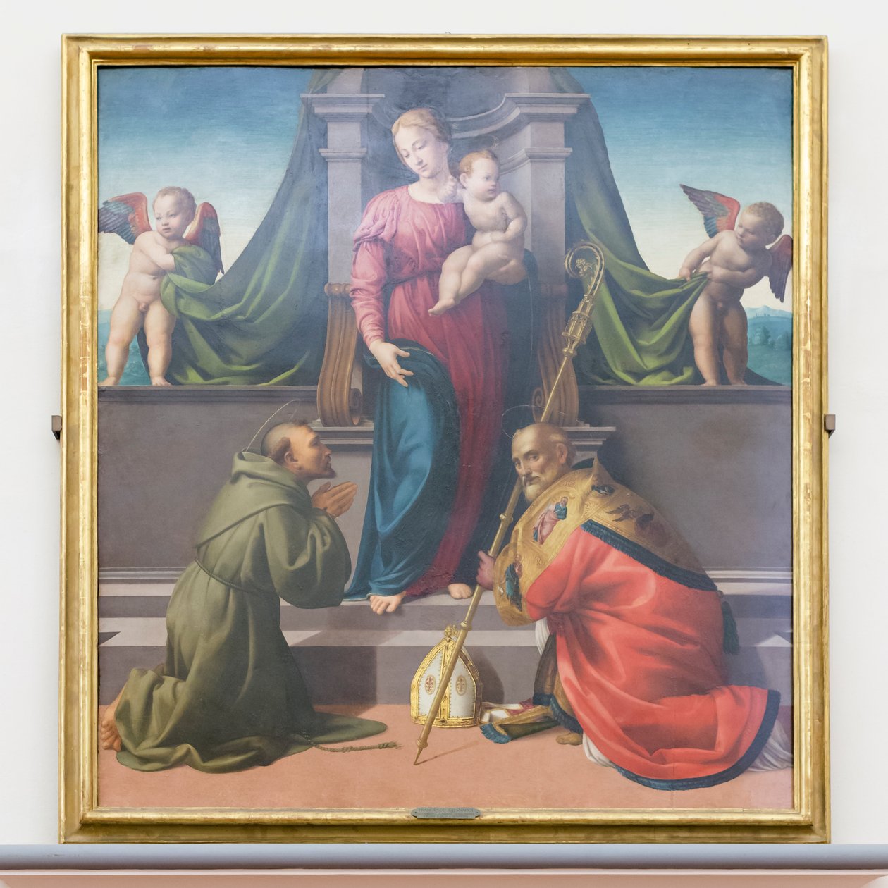 Madonna och barn med Saint Francis och Zenobius av Francesco Granacci