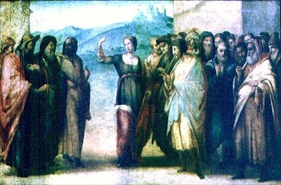 Tvisten mellan den heliga Katarina av Alexandria (panel) av Francesco Granacci