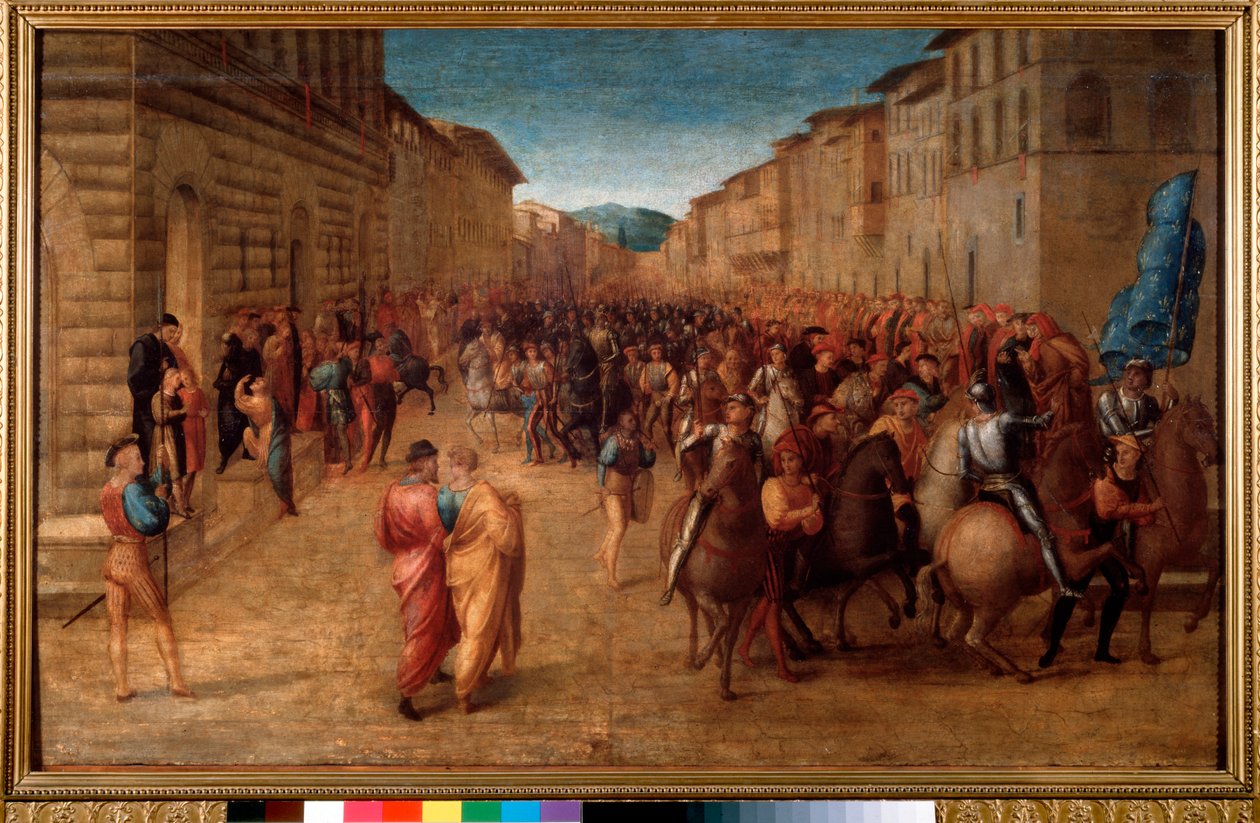 Kungen av Frankrike Karl VIII gick in i Florens i november 1494 (Målning av Francesco Granacci