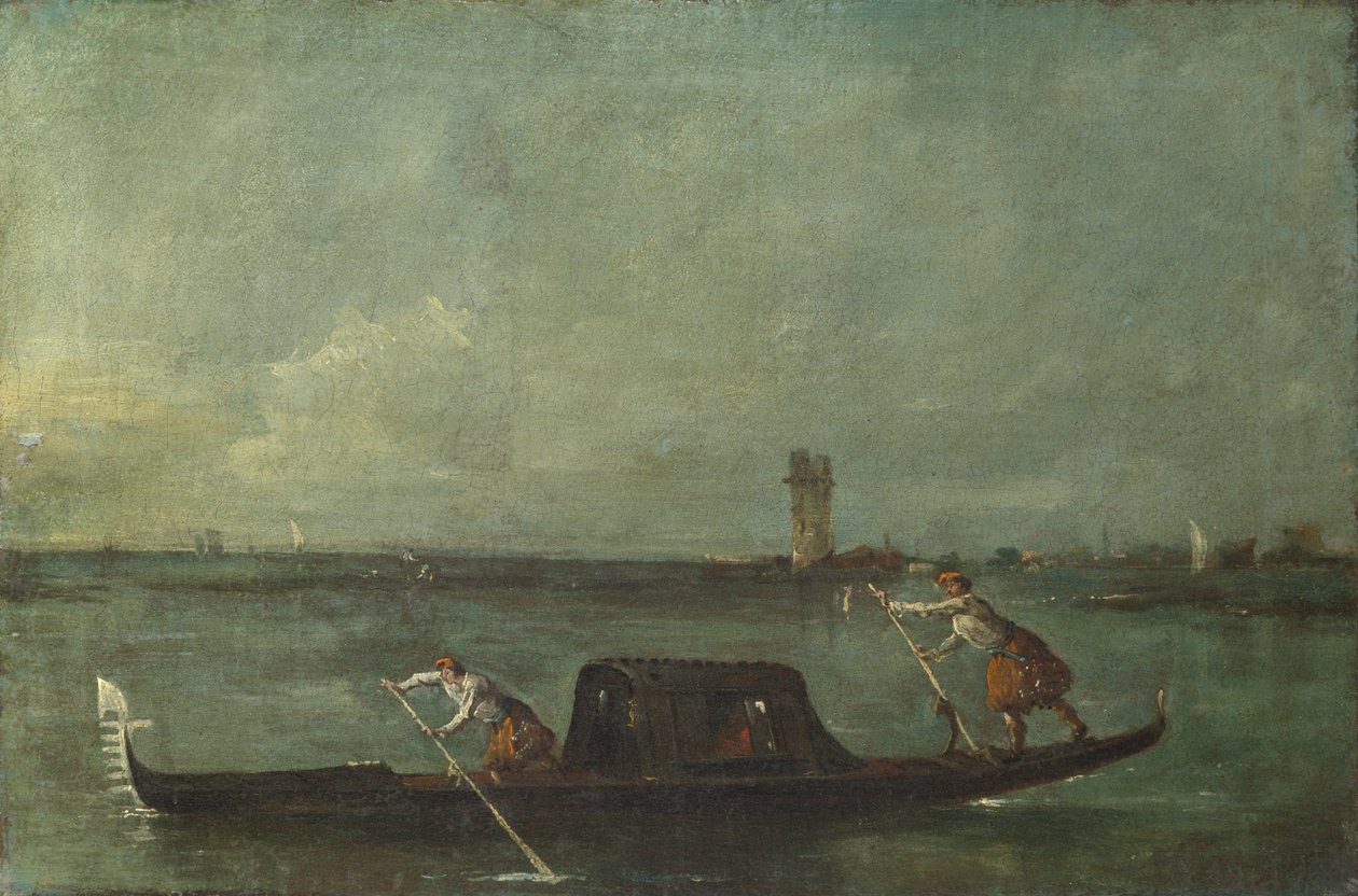 En gondol på lagunen nära Mestre, efter 1780 av Francesco Guardi