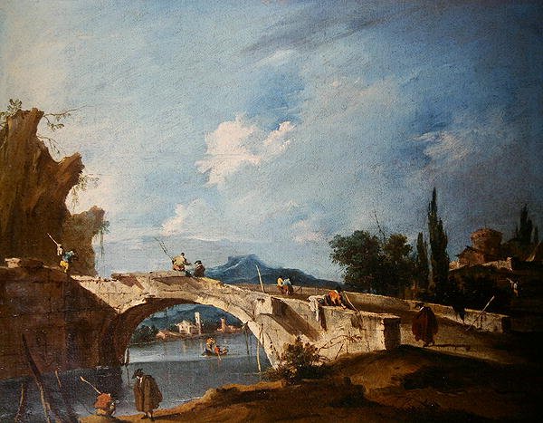 A River Landscape (olja på duk) av Francesco Guardi