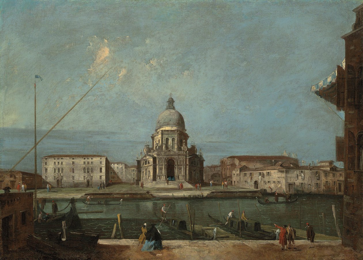Utsikt över Canal Grande, Venedig, med kyrkan Santa Maria della Salute av Francesco Guardi