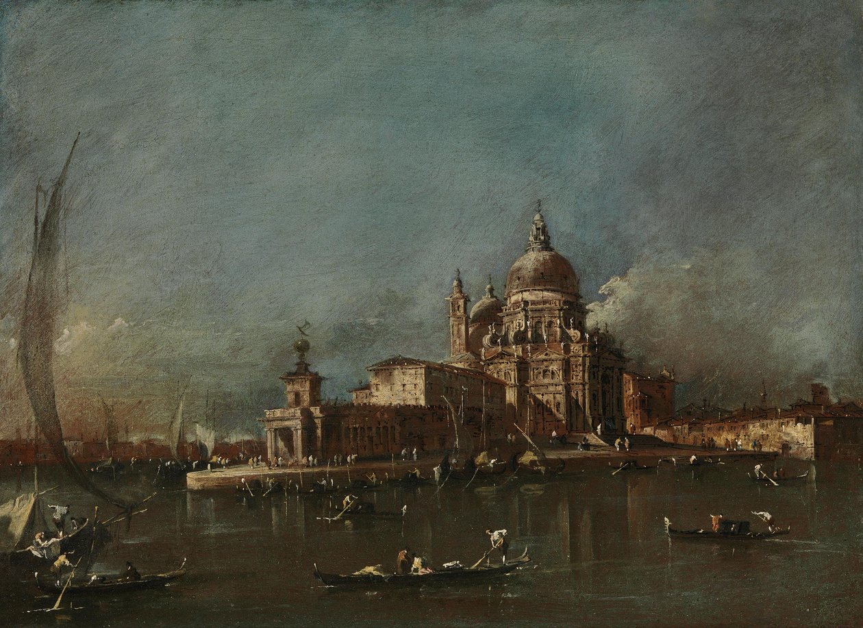 Utsikt över Santa Maria della Salute och Dogana av Francesco Guardi