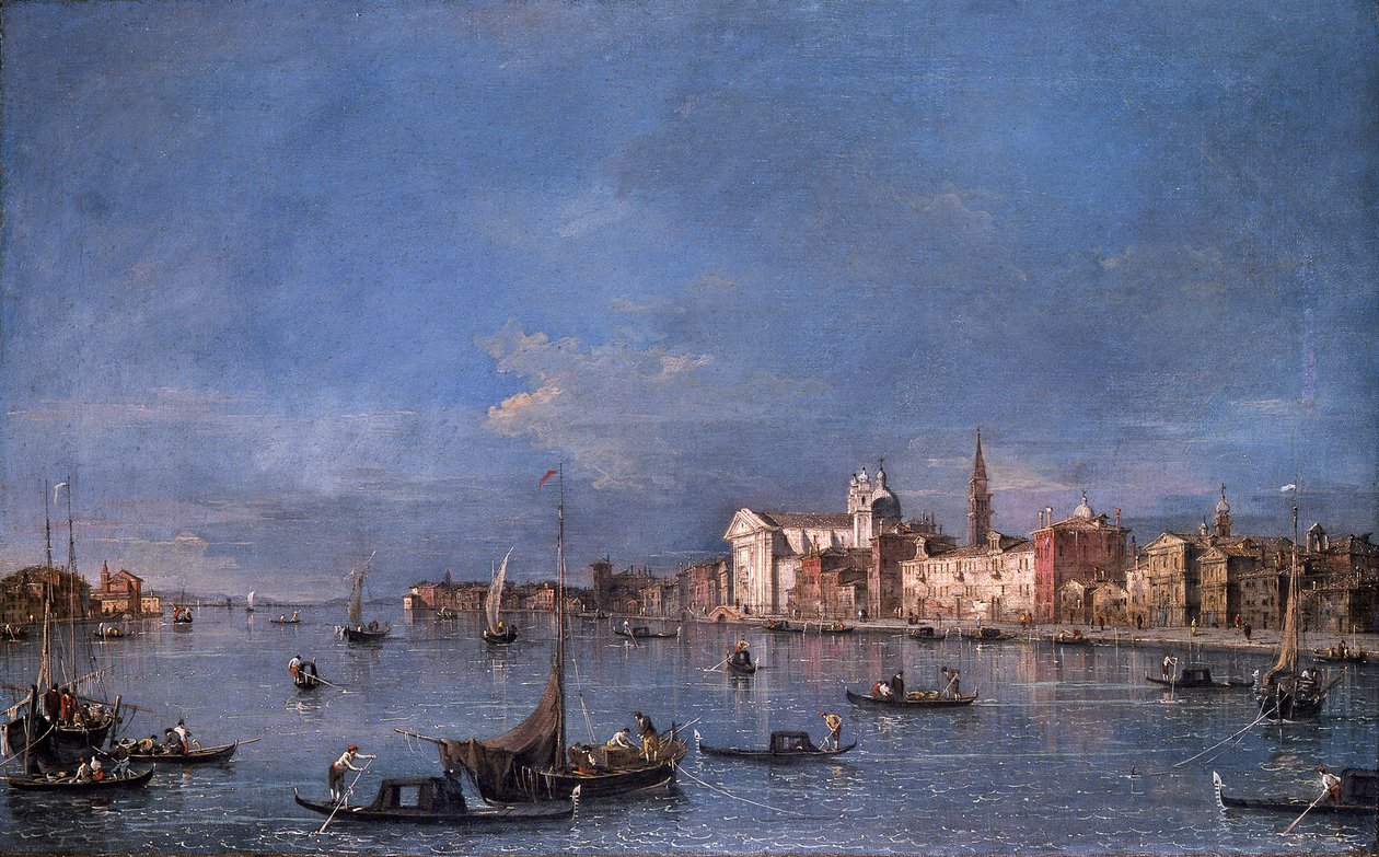 Utsikt över Giudeccakanalen mot nordväst med Zattere av Francesco Guardi