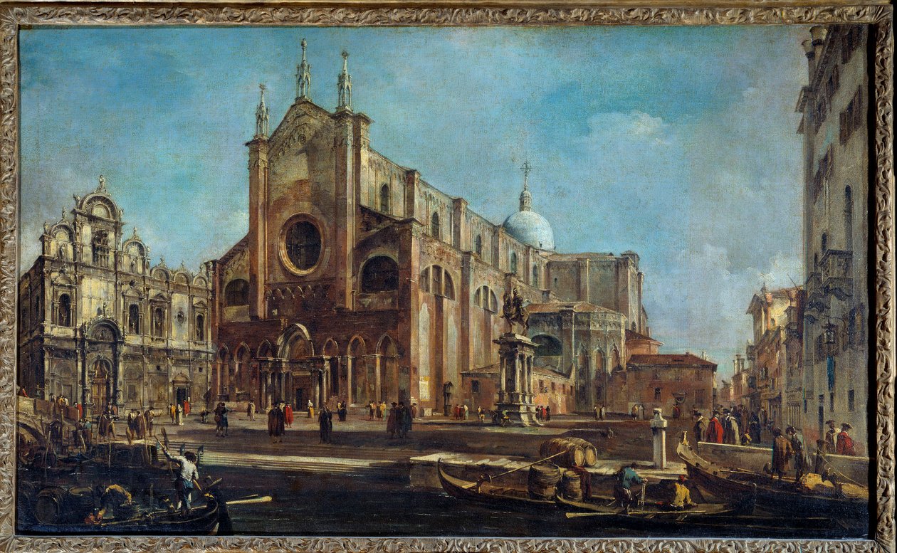 Campo för kyrkan Giovanni och Paolo med Scuola di San Marco i Venedig omkring 1766-1770. Målning av Francesco Guardi av Francesco Guardi
