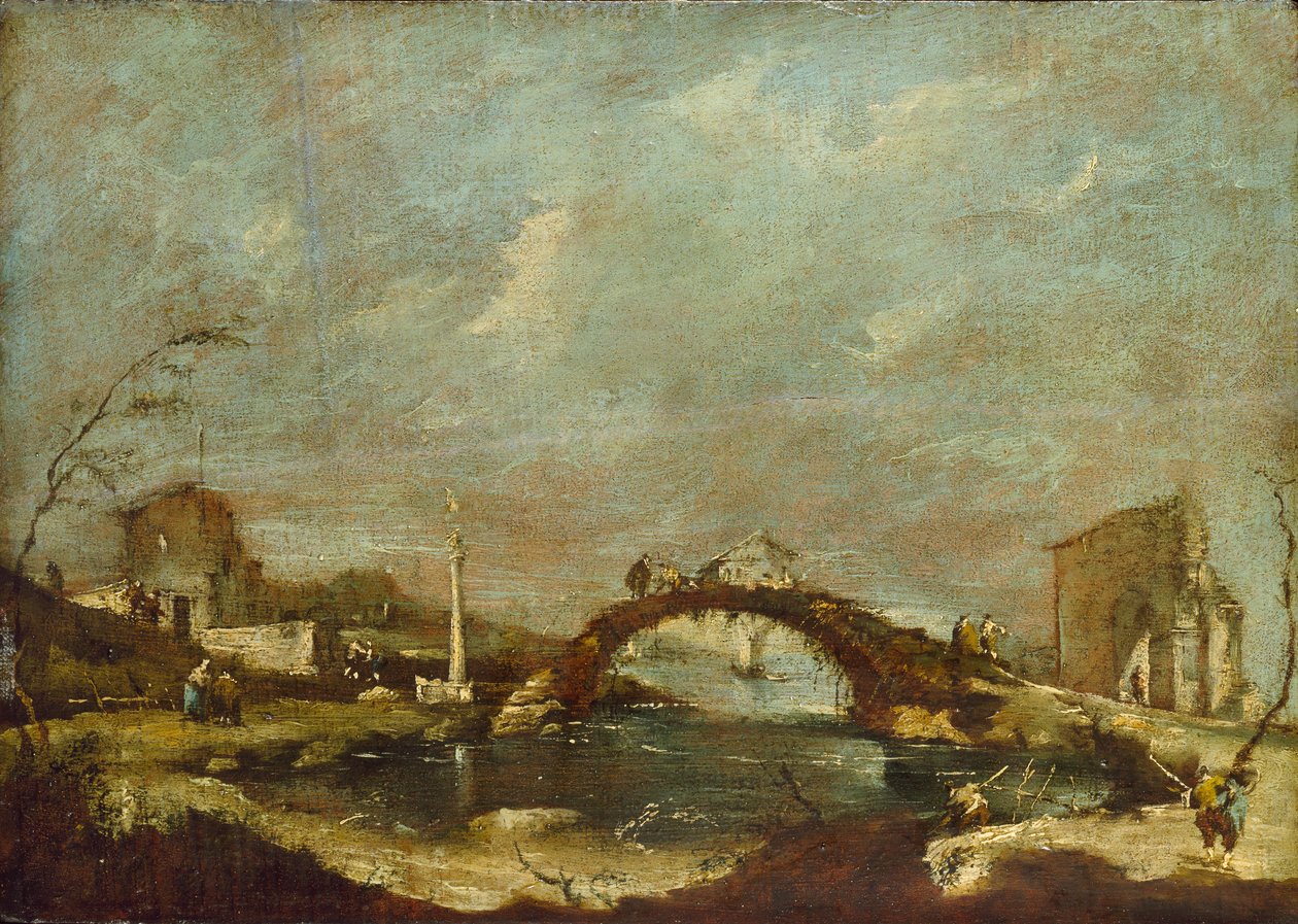 Capriccio landskap, mitten av 1700-talet av Francesco Guardi