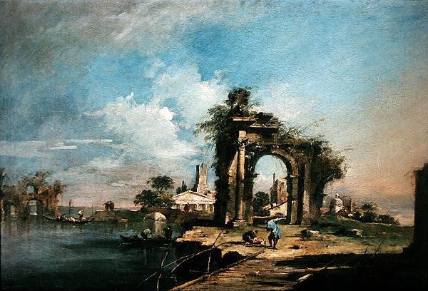 Capriccio med en förstörd båge (olja) (se 35489) av Francesco Guardi