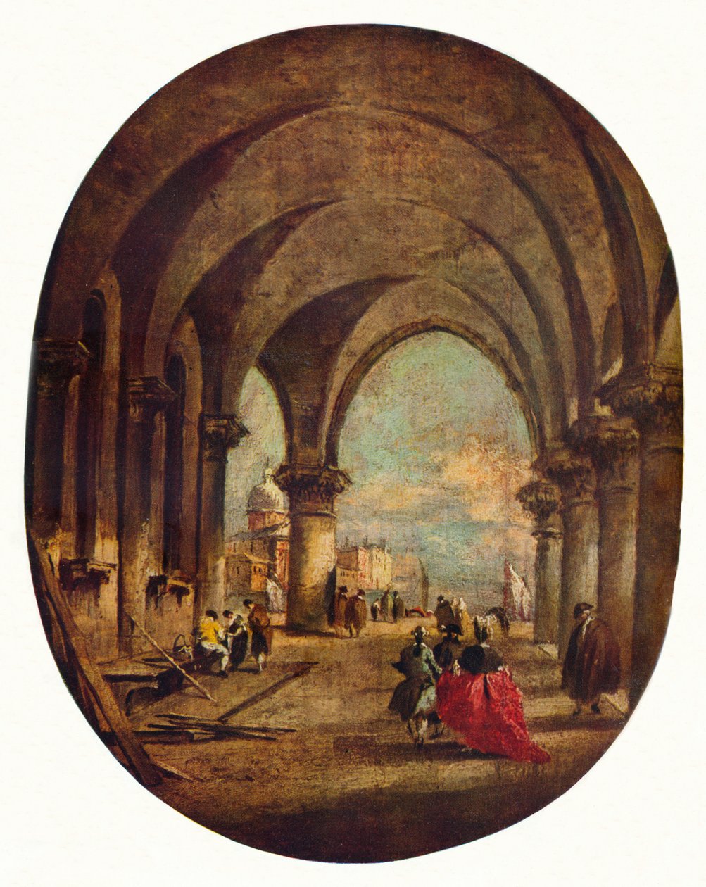 Capriccio med Arcade of the Doges Palace och San Giorgio Maggiore, sent 1780-tal, 1930. av Francesco Guardi