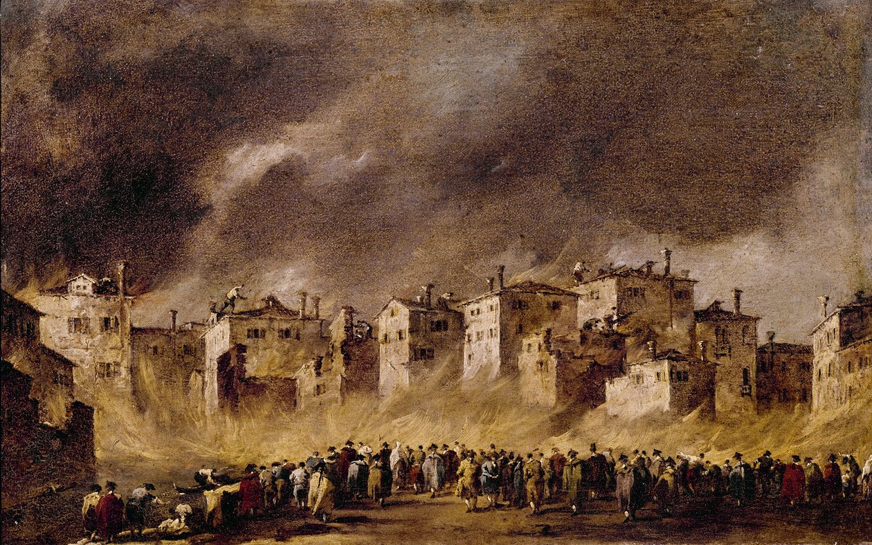 Brand i oljedepån i San Marcuola, 1790 av Francesco Guardi