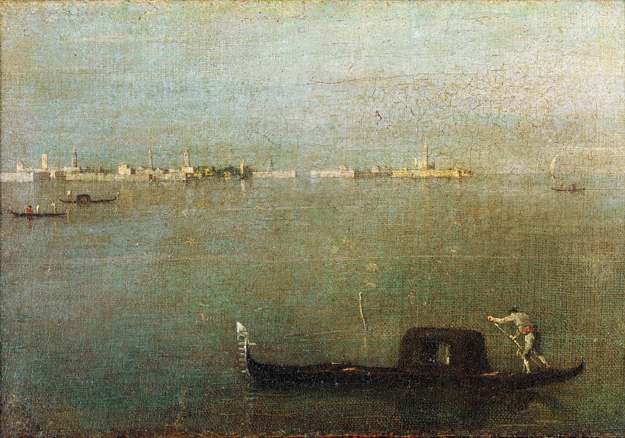 Gondol på lagunen, grå lagun ca. 1765 (olja på duk) av Francesco Guardi