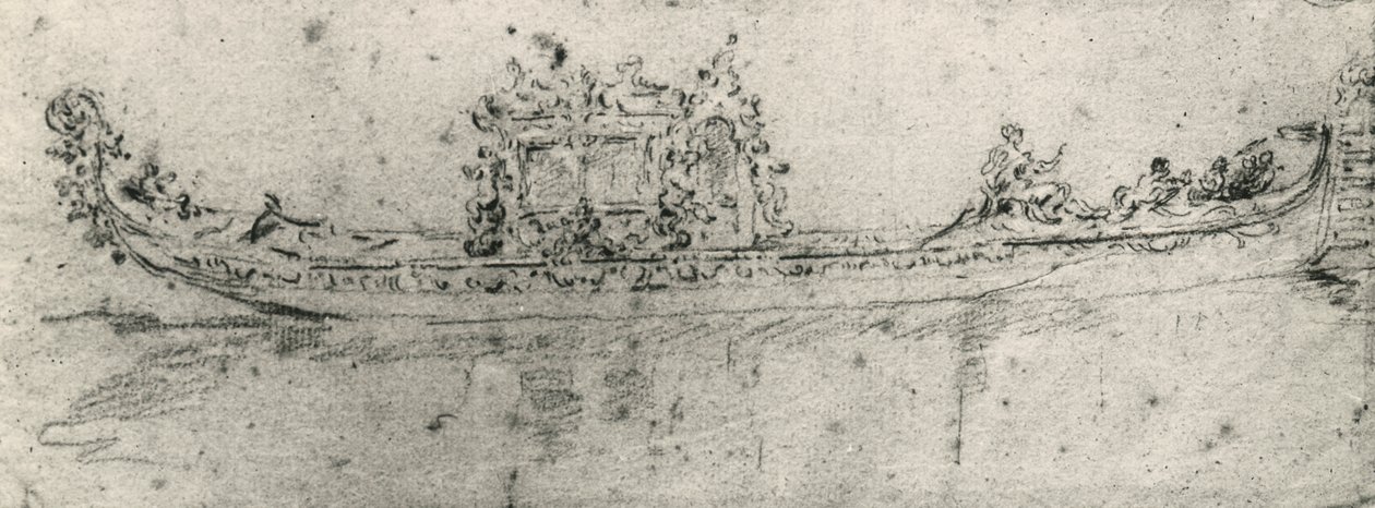 Gondol reserverad för ambassadörer, av Francesco Guardi (1712-1793), teckning. av Francesco Guardi