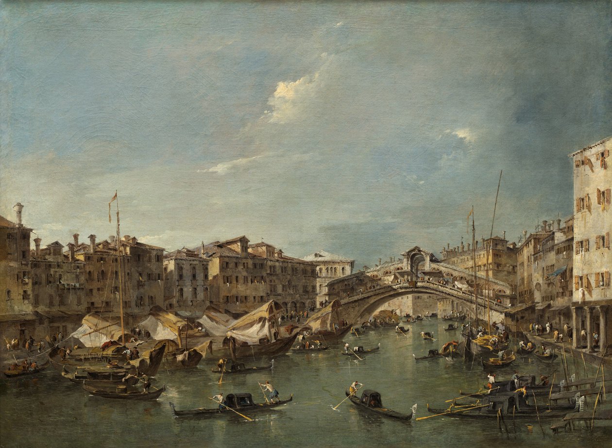 Canal Grande med Rialtobron, Venedig av Francesco Guardi
