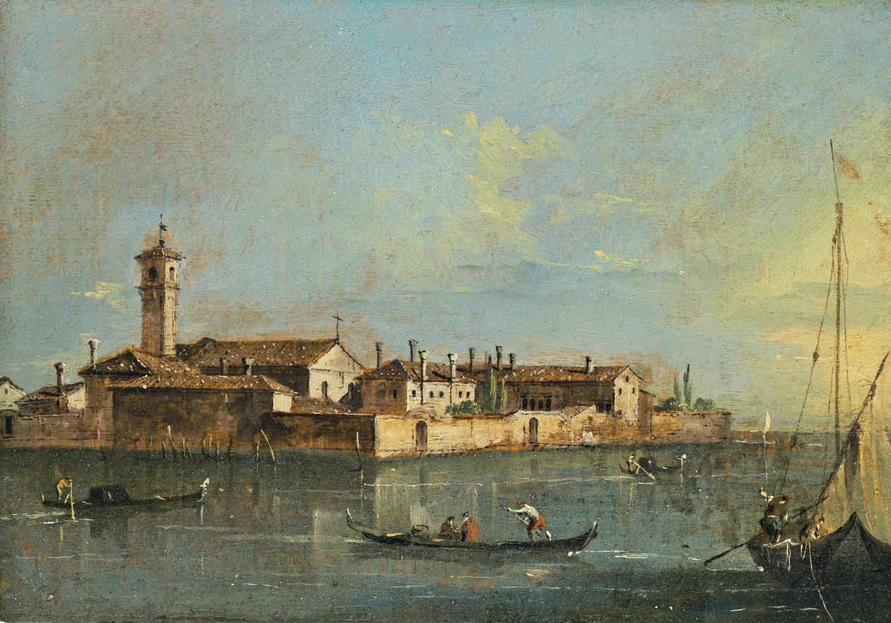 Ön Lazzaretto Vecchio, andra hälften av 1700-talet. av Francesco Guardi