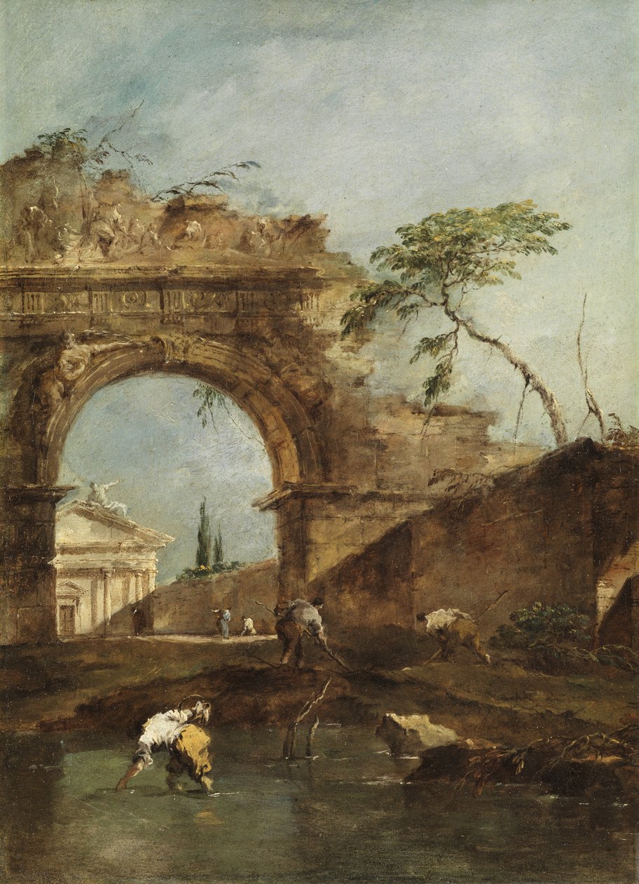 Landskap - Capriccio, ca 1780 av Francesco Guardi