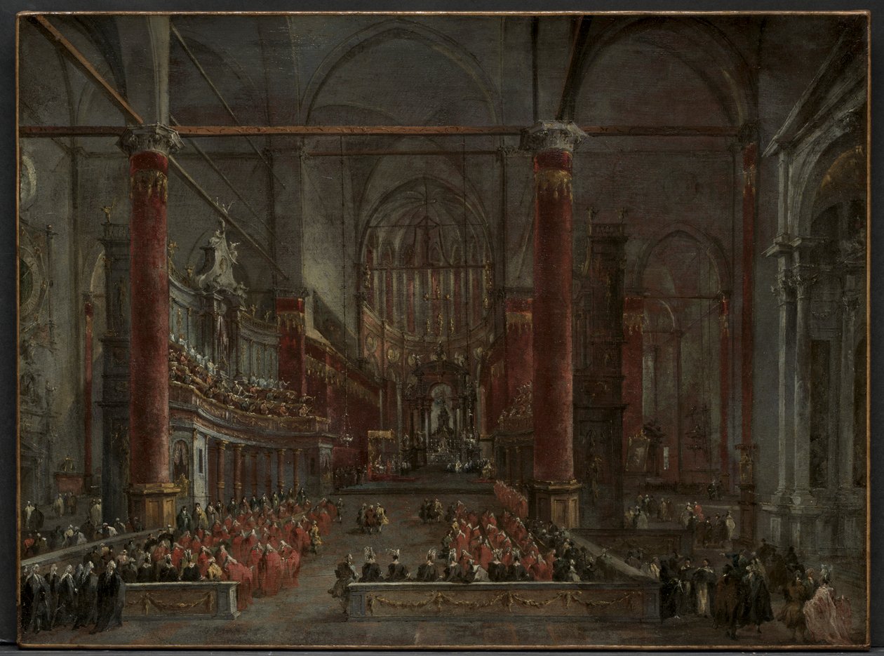 Påvlig ceremoni i SS. Giovanni e Paolo, Venedig, 1782 av Francesco Guardi