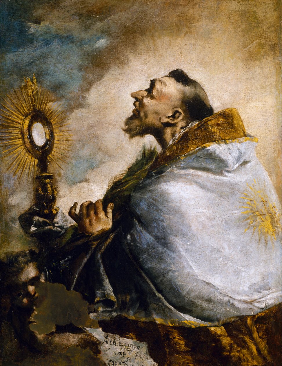 Saint i tillbedjan av den heliga nattvarden eller Saint Norbert i extas av Francesco Guardi