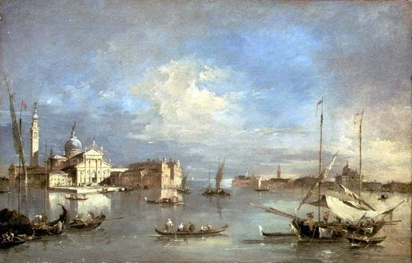 San Giorgio Maggiore från San Marco Basin av Francesco Guardi
