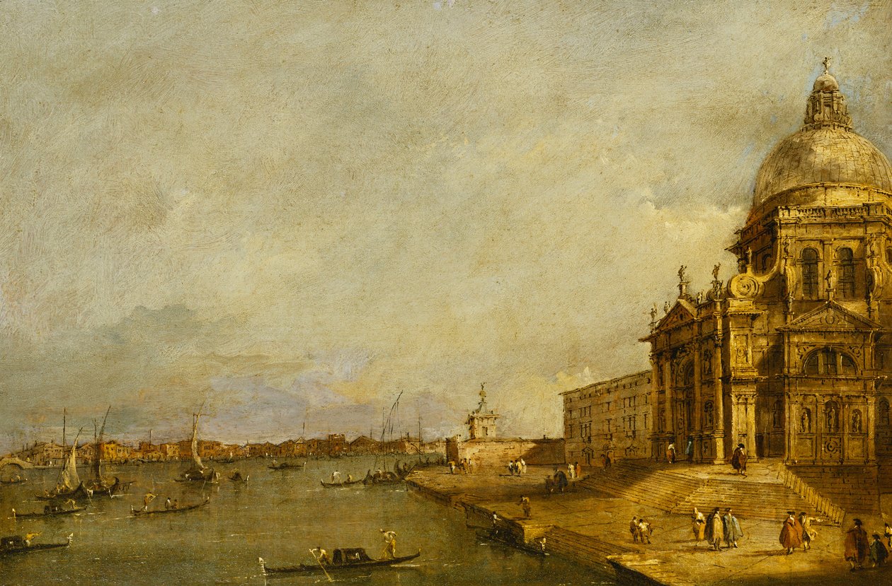 Santa Maria delle Salute och ingången till Canal Grande, Venedig, med blick österut, av Francesco Guardi