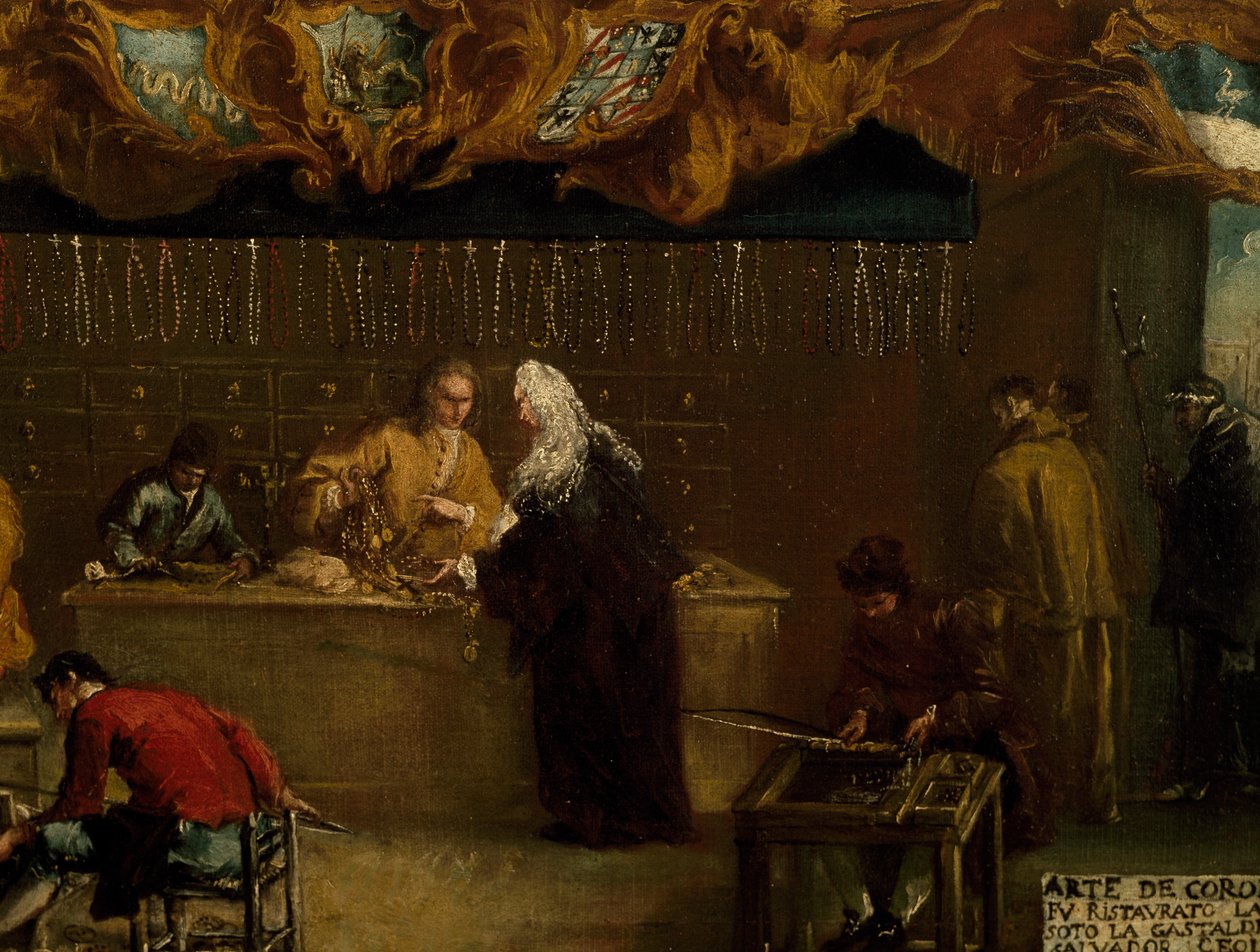 Skylt för Guild of Coroneri, av Francesco Guardi (1712-1793), Italien av Francesco Guardi