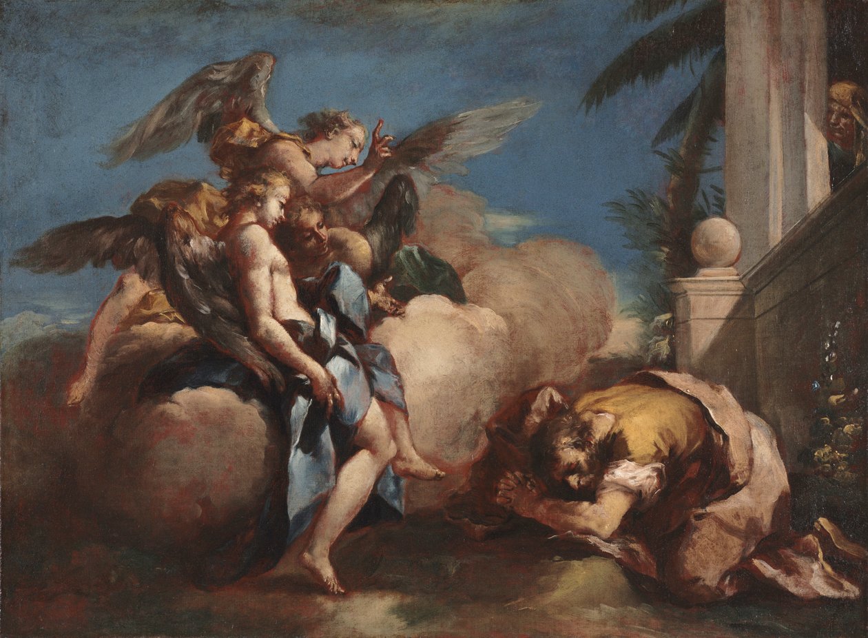 Änglarna som visar sig för Abraham, 1750-talet. av Francesco Guardi