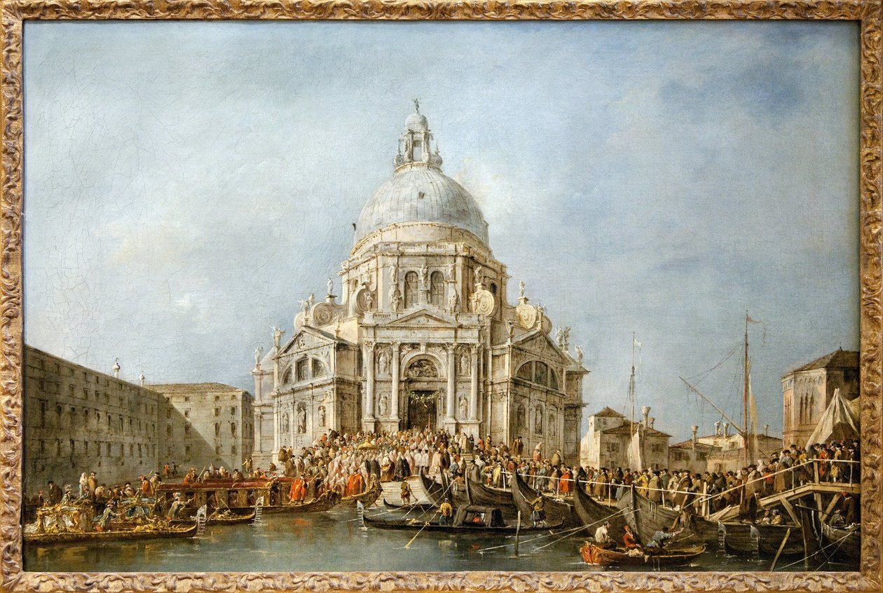 Dogen av Venedig går till salut av Venedig, varje år den 21 november gick dogen till basilikan Santa Maria della Salute, uppbyggd i tacksägelse för slutet av pesten 1630, för att tacka Jungfrun för denna befrielse, en båtbro av Francesco Guardi