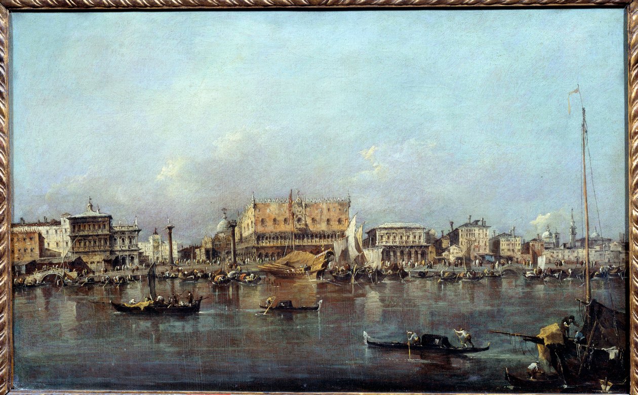 Dogepalatset sett från havet Målning av Francesco Guardi (1712-1793) 1700-talssön. 0,42x0,68m. av Francesco Guardi