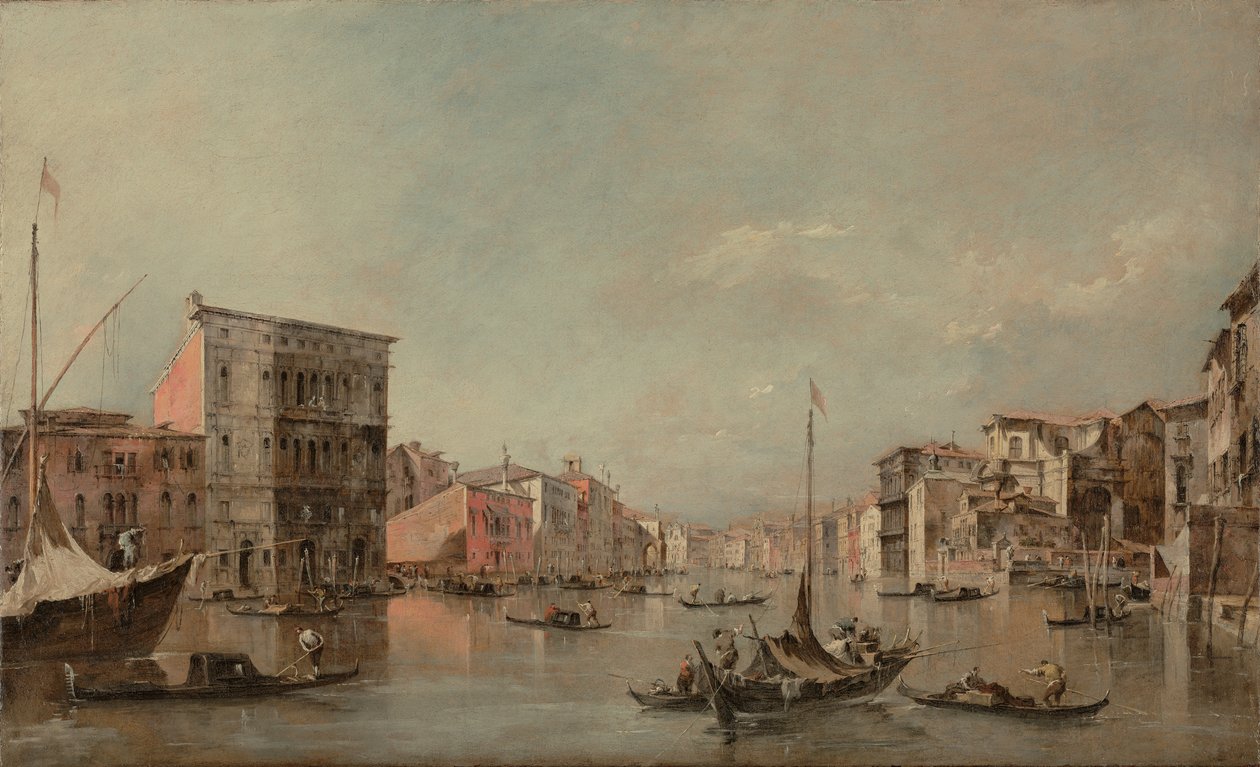 Grand Canal i Venedig med Palazzo Bembo av Francesco Guardi