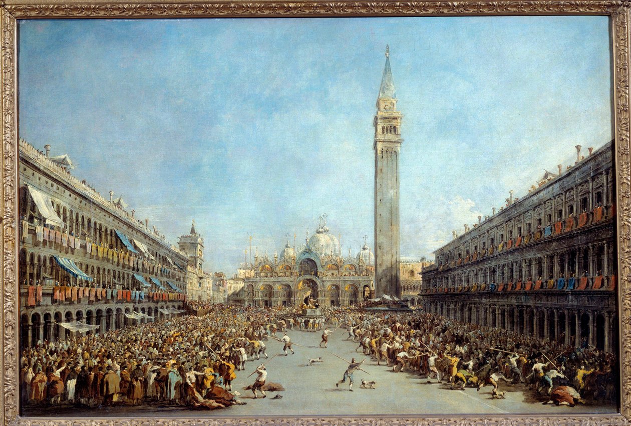 Dogen av Venedig Alvise IV bär av gondoljärerna efter hans val Square Sankt Markus 1763 Målning av Francesco Guardi (1712-1792) 1770 Sön. 0,67x1 m Grenoble, Musee des Beaux Arts av Francesco Guardi