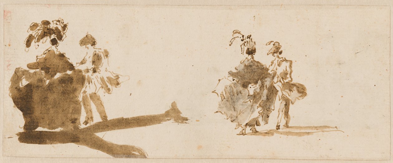 Två eleganta par [verso] av Francesco Guardi