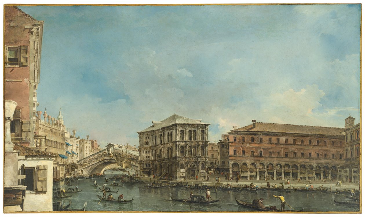 Venedig: Rialtobron med Palazzo dei Camerlenghi av Francesco Guardi