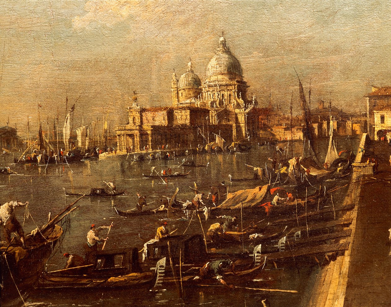 Utsikt över Molo mot Santa Maria della Salute av Francesco Guardi