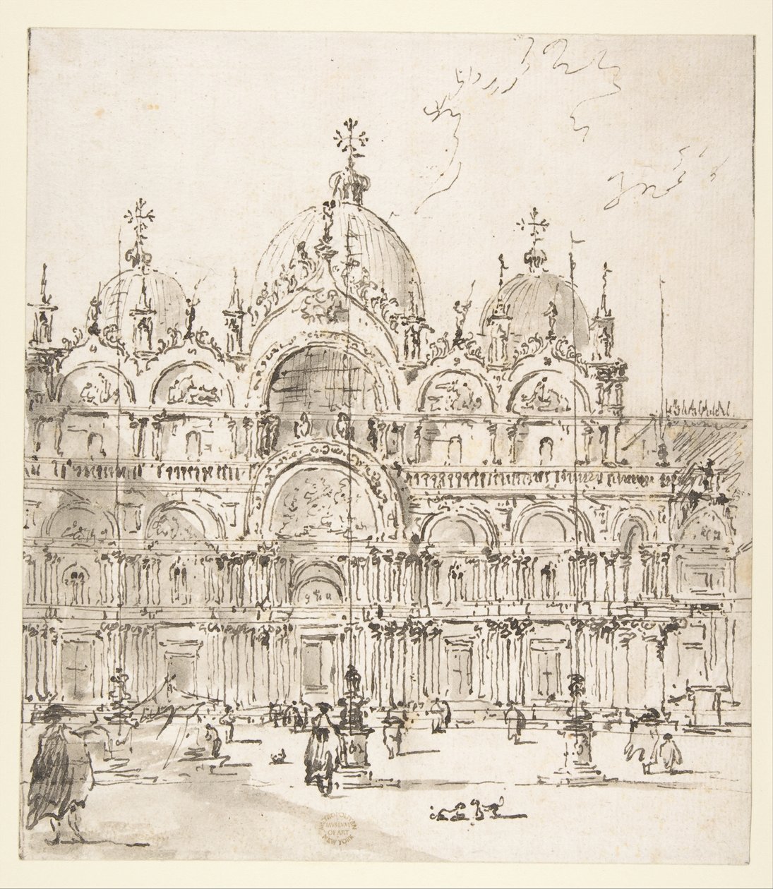 Utsikt över piazzan med Markuskyrkan av Francesco Guardi