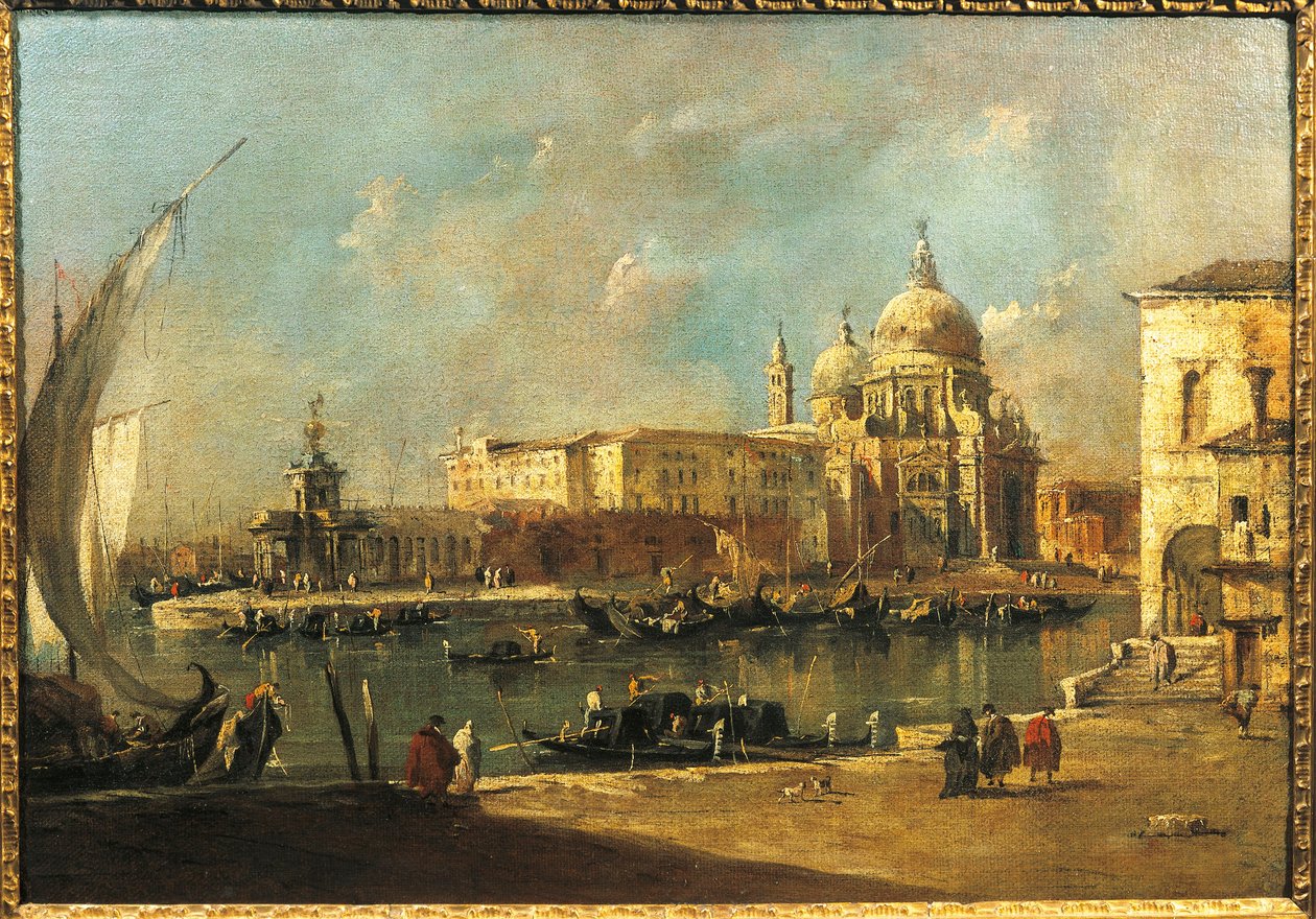 Utsikt över Dogana och Santa Maria della Salute, Venedig (olja på duk) av Francesco Guardi