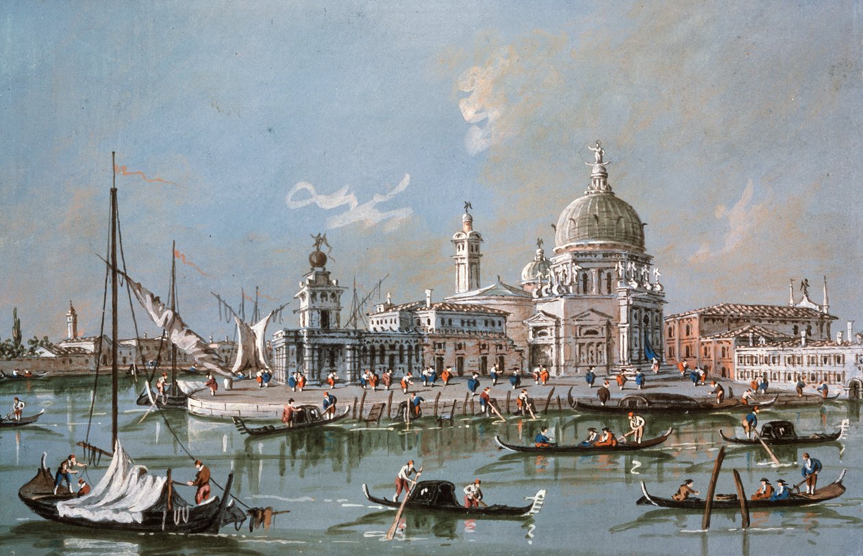 Utsikt över Santa Maria della Salute-kyrkan, 1700-talet av Francesco Guardi