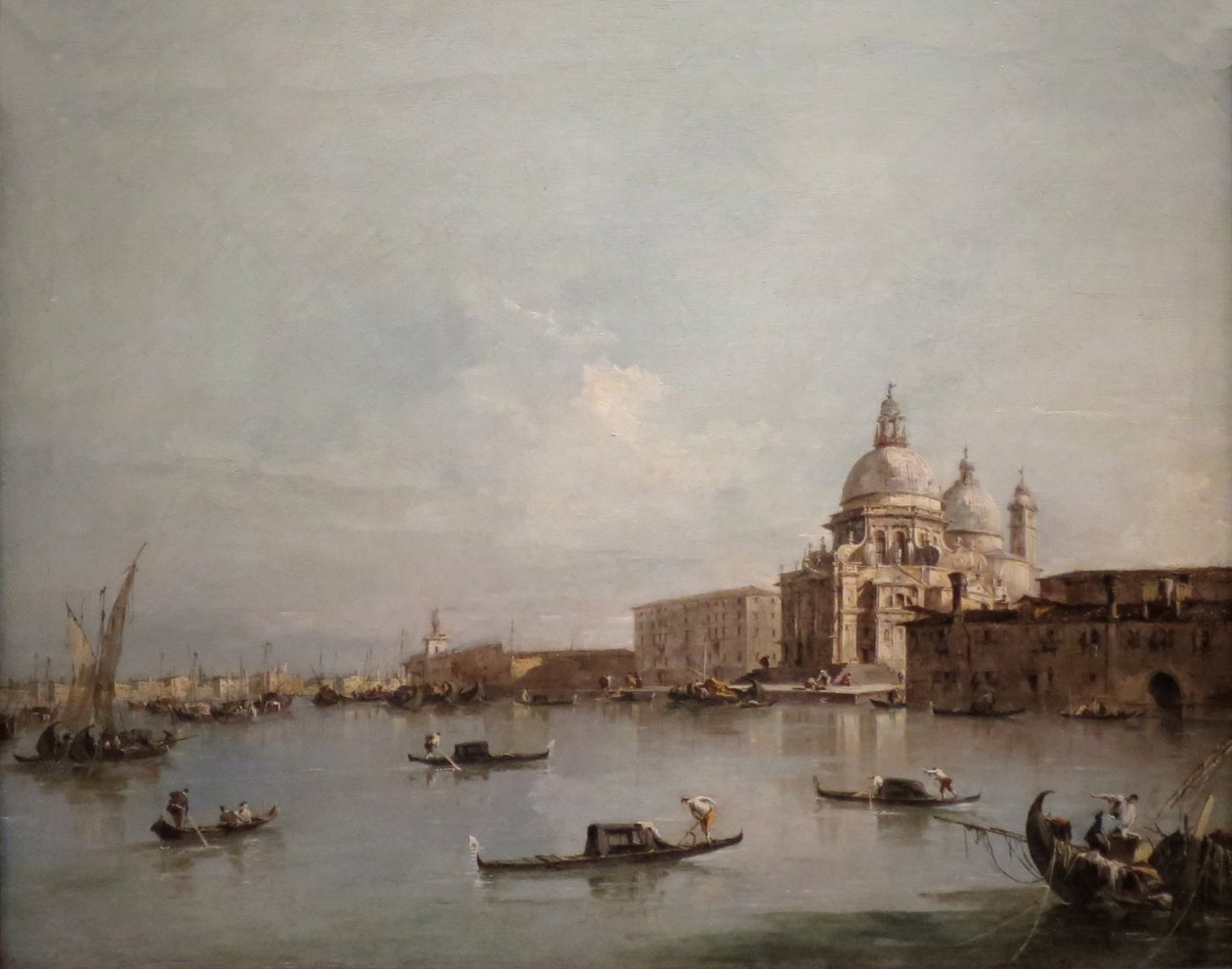 Utsikt över Santa Maria della Salute med Dogana di Mare av Francesco Guardi