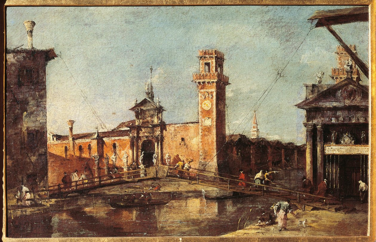 Utsikt över arsenalen i Venedig (olja på duk, ca 1780) av Francesco Guardi