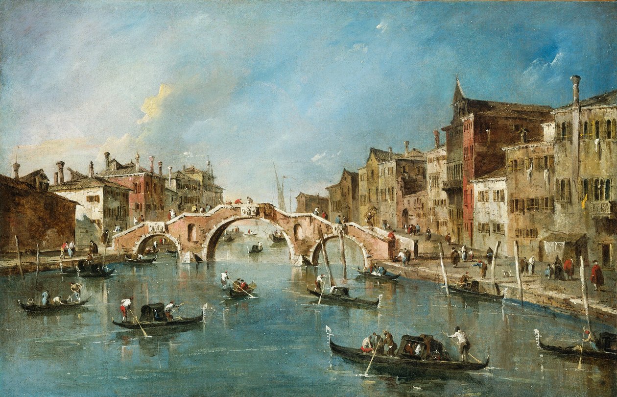 Utsikt över Cannaregio-kanalen, Venedig av Francesco Guardi