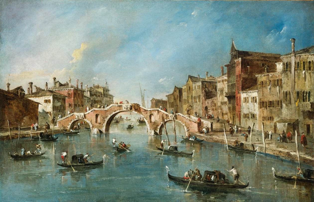 Utsikt över Cannaregiokanalen, Venedig av Francesco Guardi