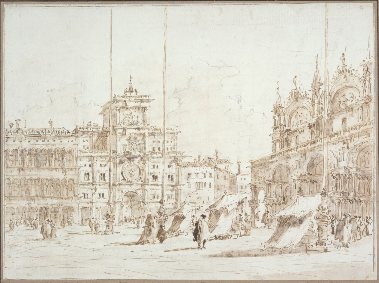 Utsikt över Venedig: [klocktornet] på Markusplatsen av Francesco Guardi