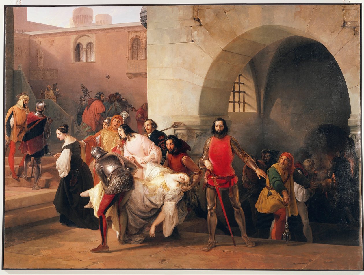 Bice hittad av Marco Visconti i källaren på hans slott i Rosate, tema från romanen Marco Visconti av Tommaso Grossi, illustration av Francesco Hayez av Francesco Hayez