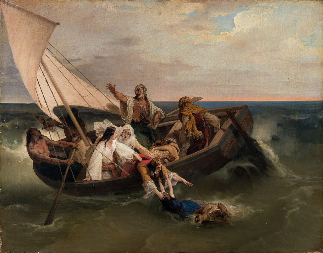 Båt med grekiska flyktingar, 1834. av Francesco Hayez