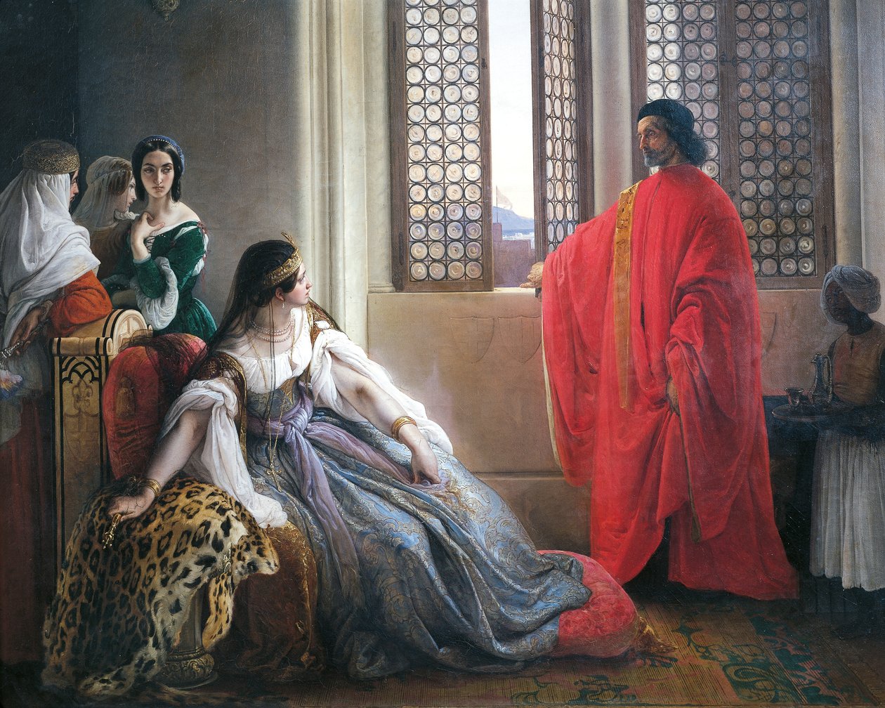 Caterina Cornaro får nyheten om avsättning av drottningen av Cypern av Francesco Hayez