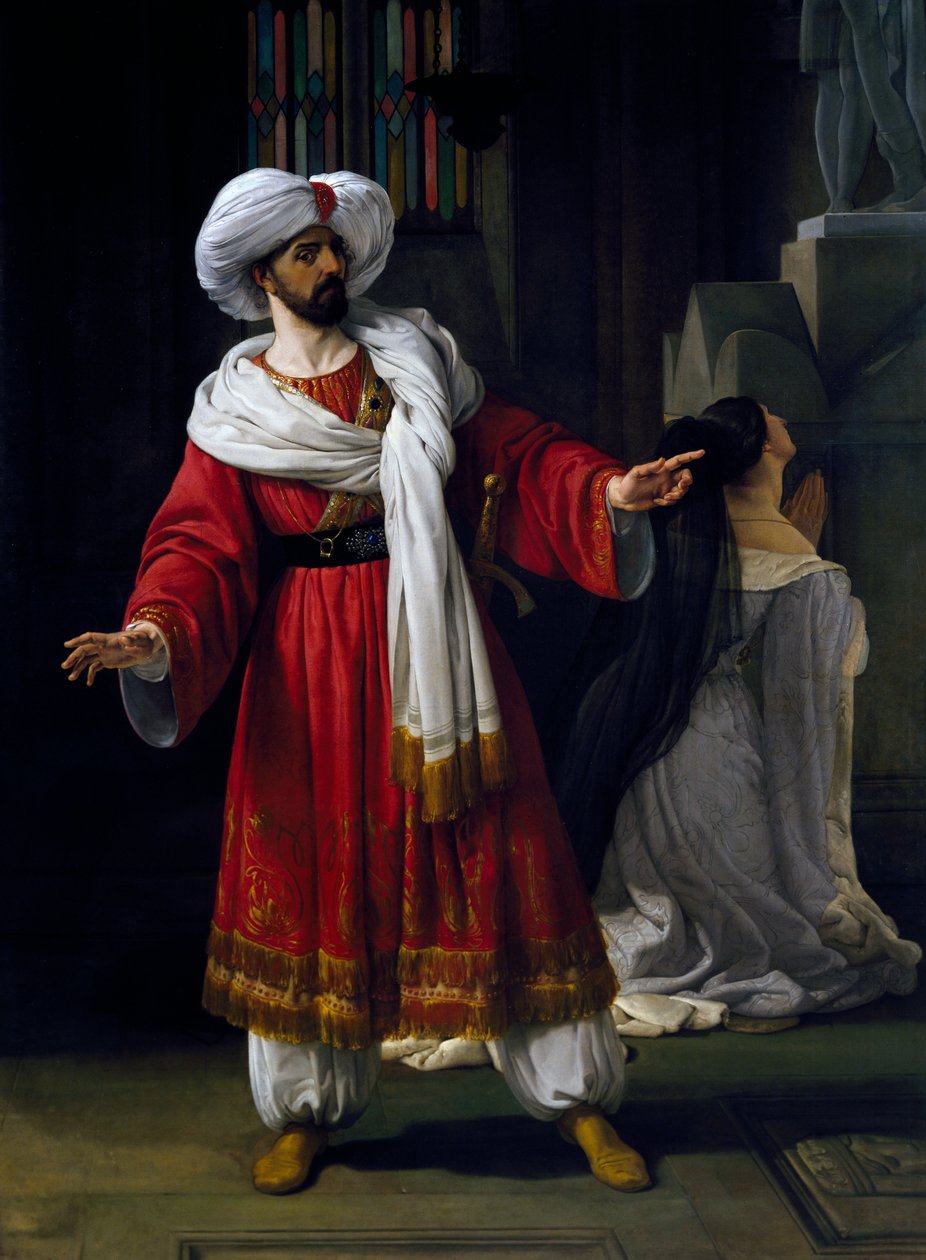 Giovanni David (1790-1864) i rollen som Alexander i melodrama Arabs in Gaul av Giovanni Papini (1796-1867) av Francesco Hayez